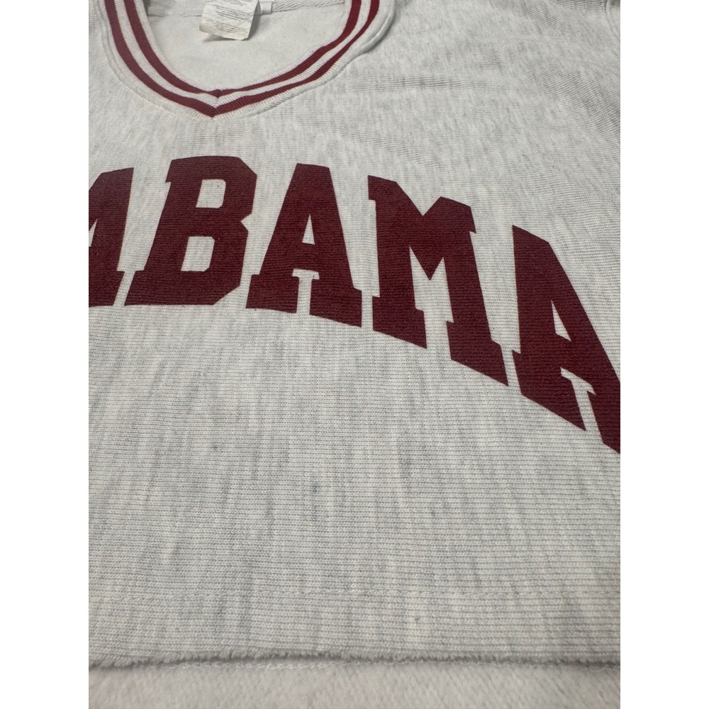 Champion Reverse Weave Alabama Crimson Tide Cropped V-Neck Sweatshirt Gray Small - Picture 6 of 11